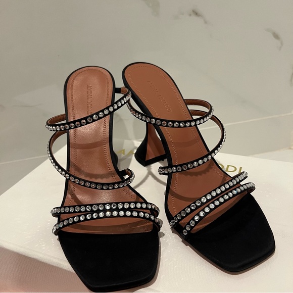 New!✨💯Amina Muaddi Naima Crystal Sandal, Black Size 39 and 9 - Picture 3 of 12
